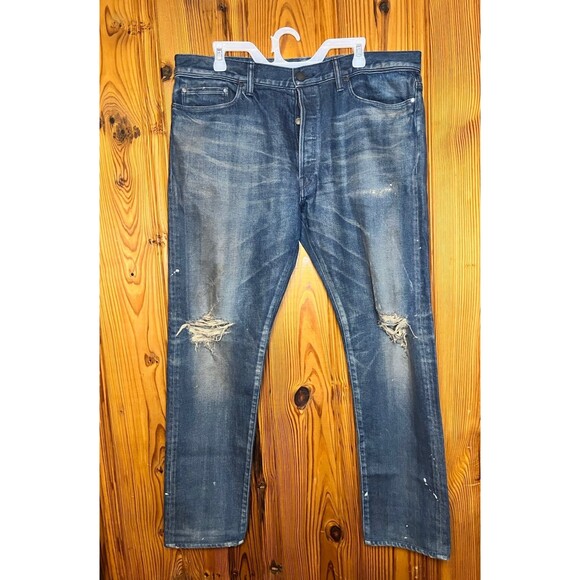 John Elliott The Cast 2 Jeans Mens 38x30 Distressed Jeans Made in Japan Knee B3 - Picture 4 of 12